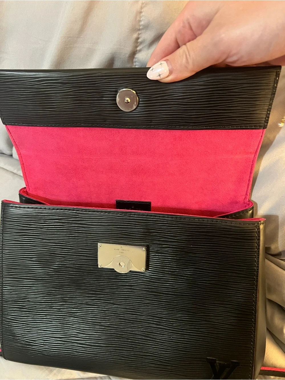 Louis Vuitton Epi Black Top-Handle Crossbody with Pink Trim and Matching Wallet